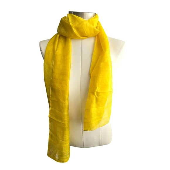 Vintage Lightweight Sheer Turquoise Blue & Yellow Scarves Set HS199 - Picture 3 of 7